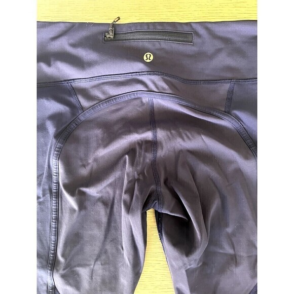 Lululemon Pants Womens Revitalize Crop Blue Mesh Panels Stretch Leggings Sz 8 - Picture 5 of 6